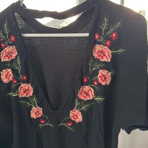 Black ASOS midi dress - embroidered